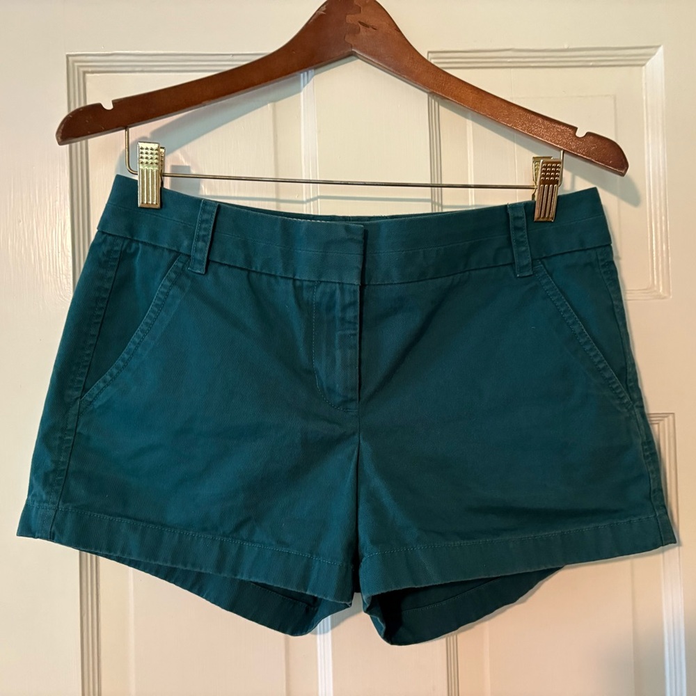 J. Crew Emerald Green 100% Cotton Chino Shorts size 4.